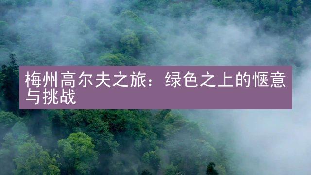 梅州高尔夫之旅：绿色之上的惬意与挑战